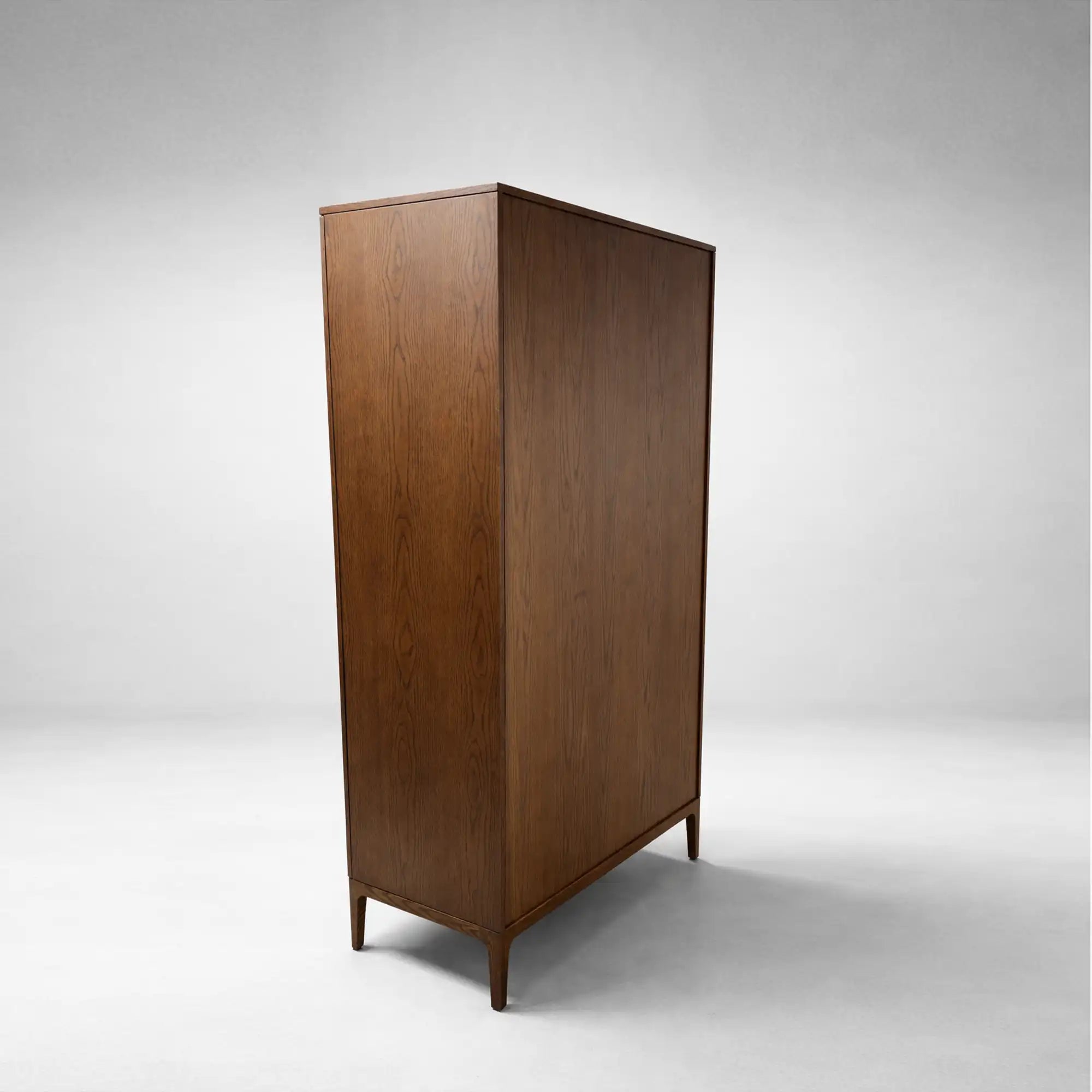 Linley Oak Wood Tall Display Cabinet Glass Door Bookcase with Drawers