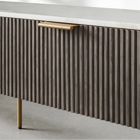 Finnley Low Media TV Stand Storage Cabinet with Stone Top