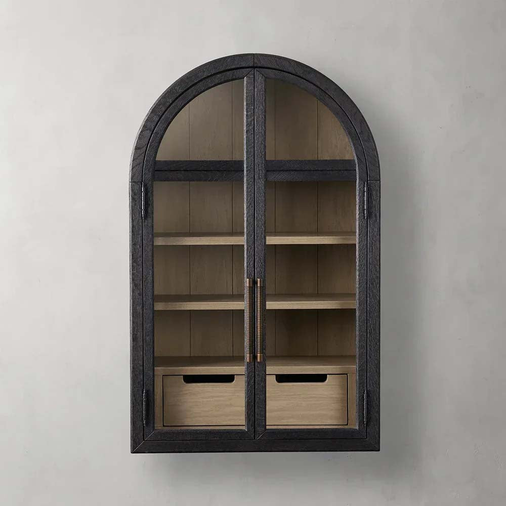 Hattie Medi Century  Style Wall Mounted Storage Cabinet Wood Arched Drawers Cabinet