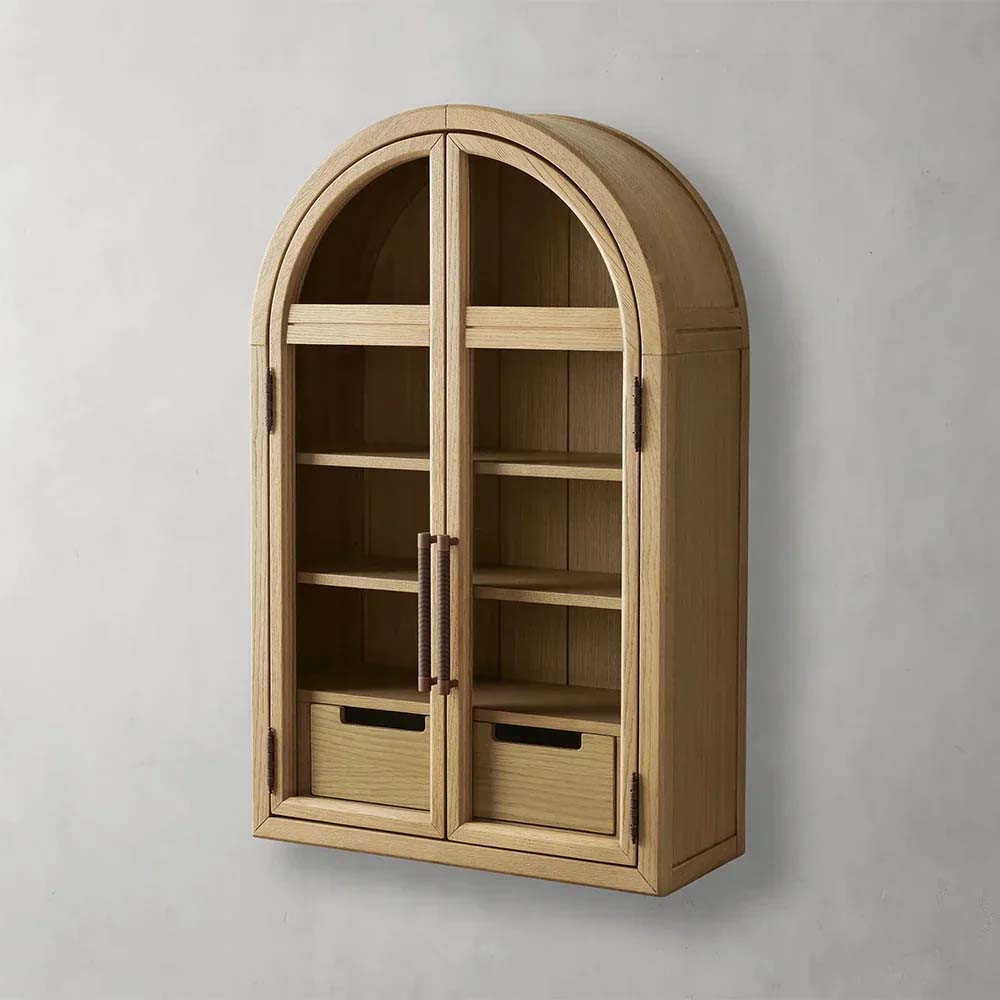 Hattie Medi Century  Style Wall Mounted Storage Cabinet Wood Arched Drawers Cabinet