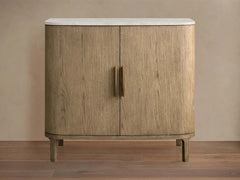 Danny Oak Wood Sideboards Cabinet Marble Top Buffet Cabinet Lockers