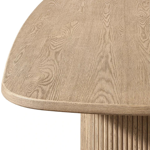 Mulho Pedestal Wood Rectangular Dining Table Oak