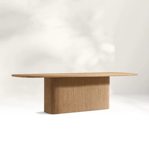 Mulho Pedestal Wood Rectangular Dining Table Oak