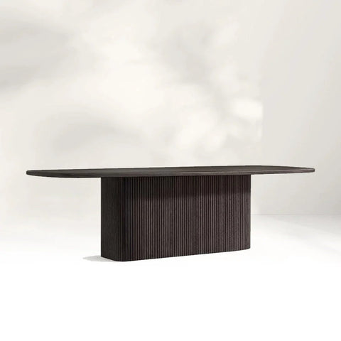 Mulho Pedestal Wood Rectangular Dining Table Oak