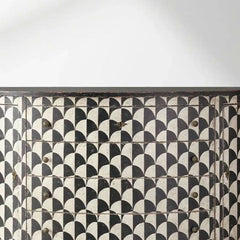 Andretta solid poplar wood drawer Cabinet With black and white geometric motif