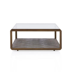 Max Rectangular Glass Coffee Table Faux Shagreen Living Room Center Tea Table