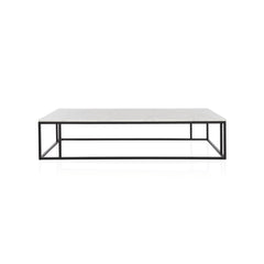 Nomad Rectangular White Marble Coffee Table Living Room Center Tea Table With Steel Base