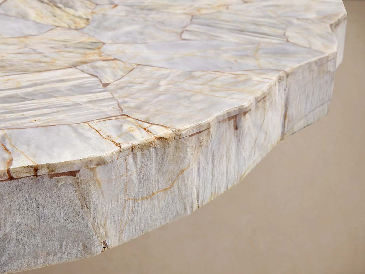 Petra Round Dining Table Inlay Splicing Tabletop With Iron Base