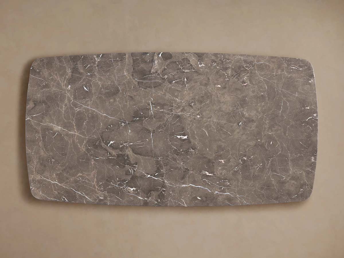 Saint Germain Stone Marble Top Dining Table with Wood Dauphine Base