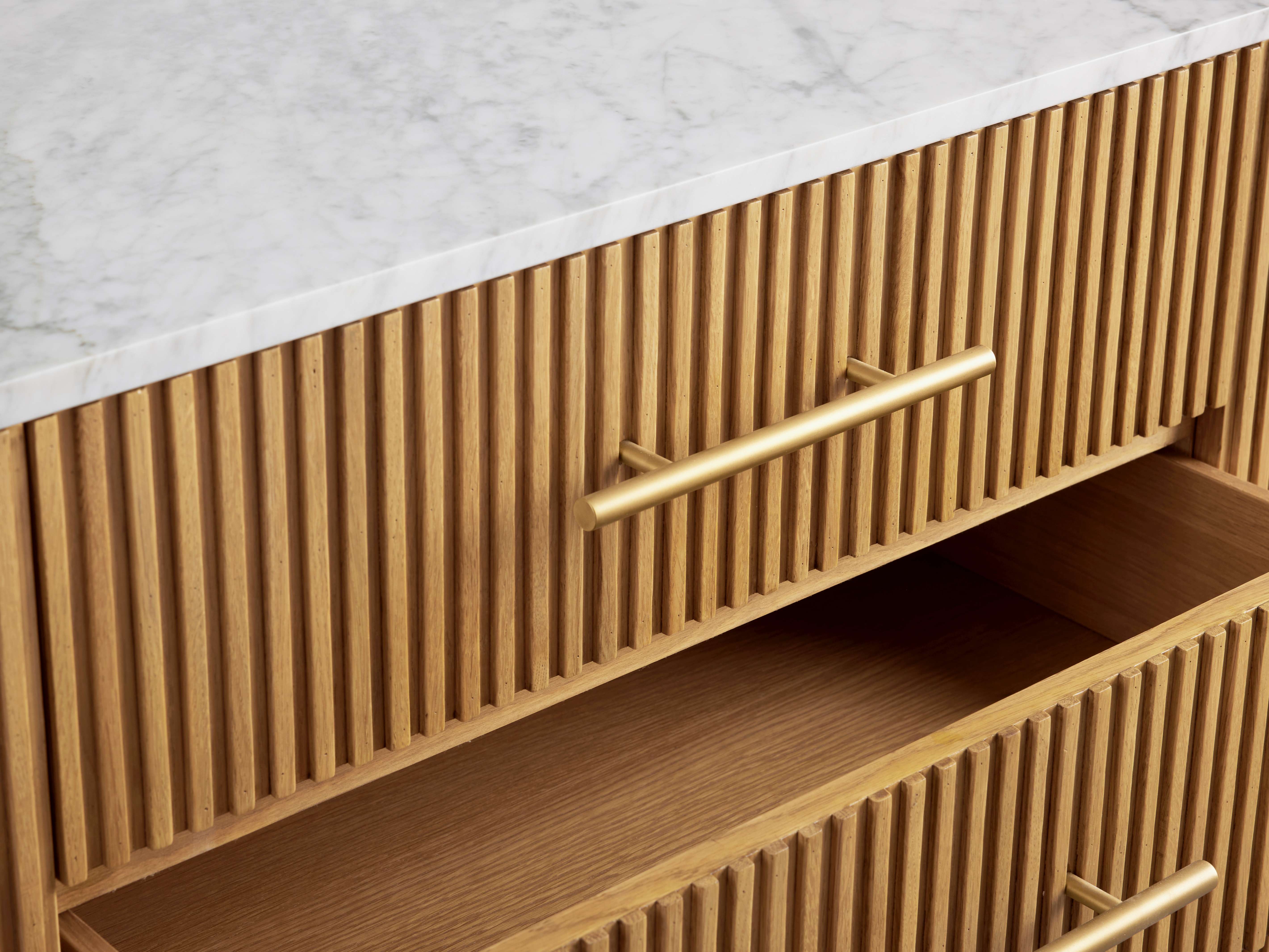 Finnley Sideboard Carrara Marble & Bluestone Top Buffet Cabinet With Drawer