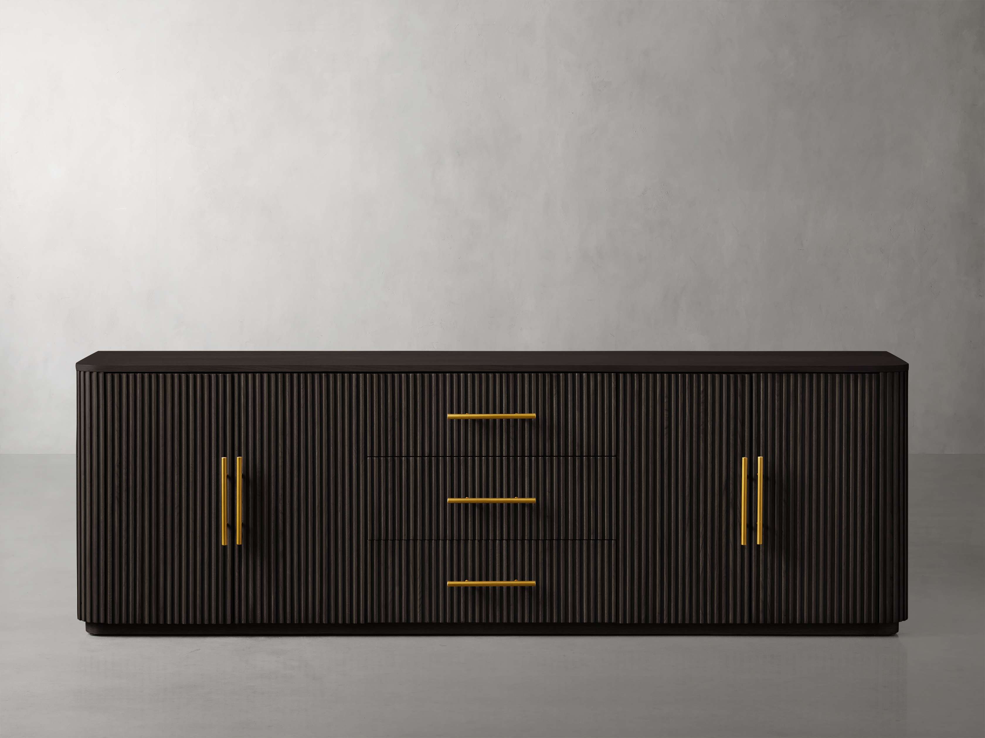 Finnley Reeded Wide-Format Sideboard Wood Buffet Cabinets with 3 Drawers