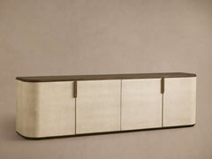 Harrow Media Console Wood Entertainment Centers &TV Stands Faux Shagreen Finish