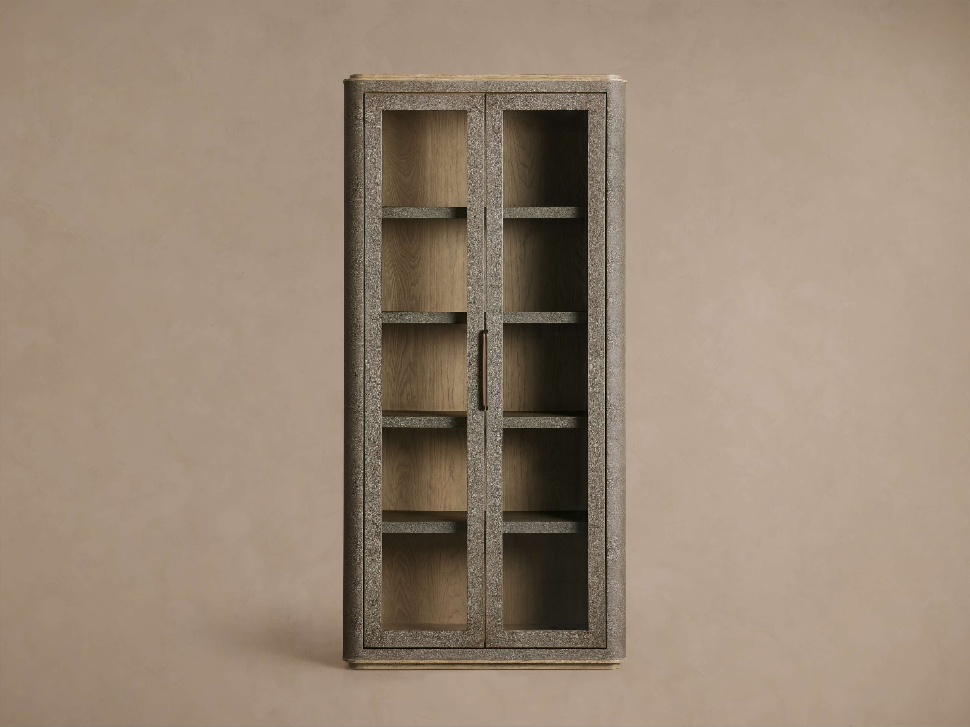 Harrow Tall Display Cabinets with Faux Shagreen Finish