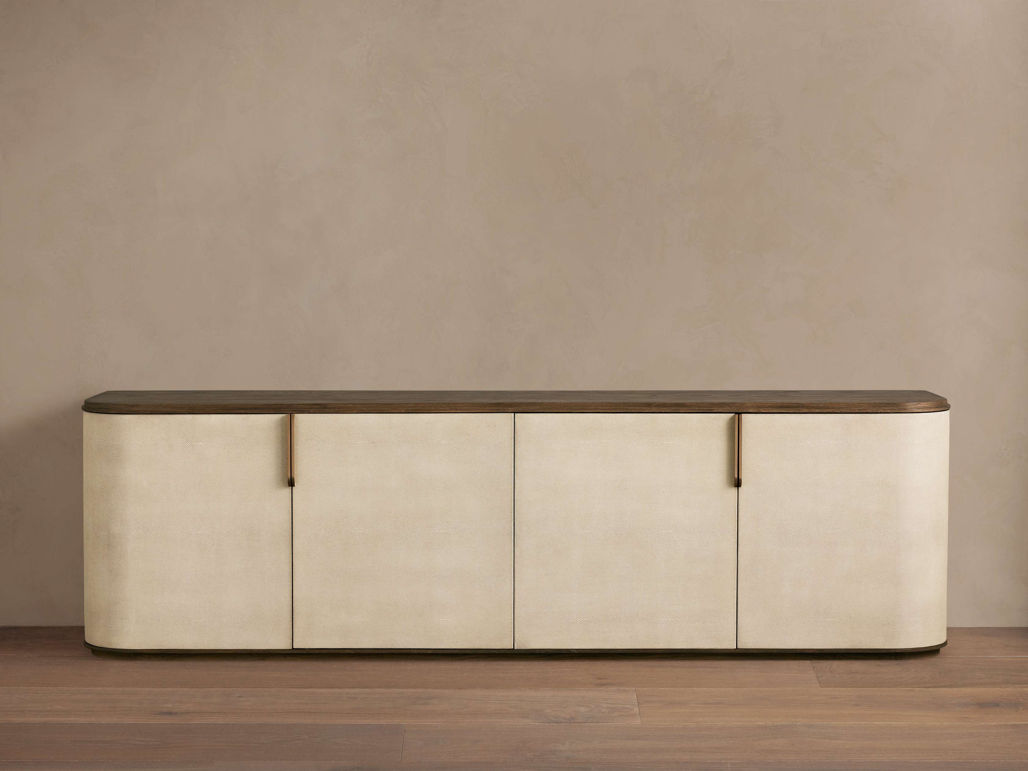 Harrow Media Console Wood Entertainment Centers &TV Stands Faux Shagreen Finish