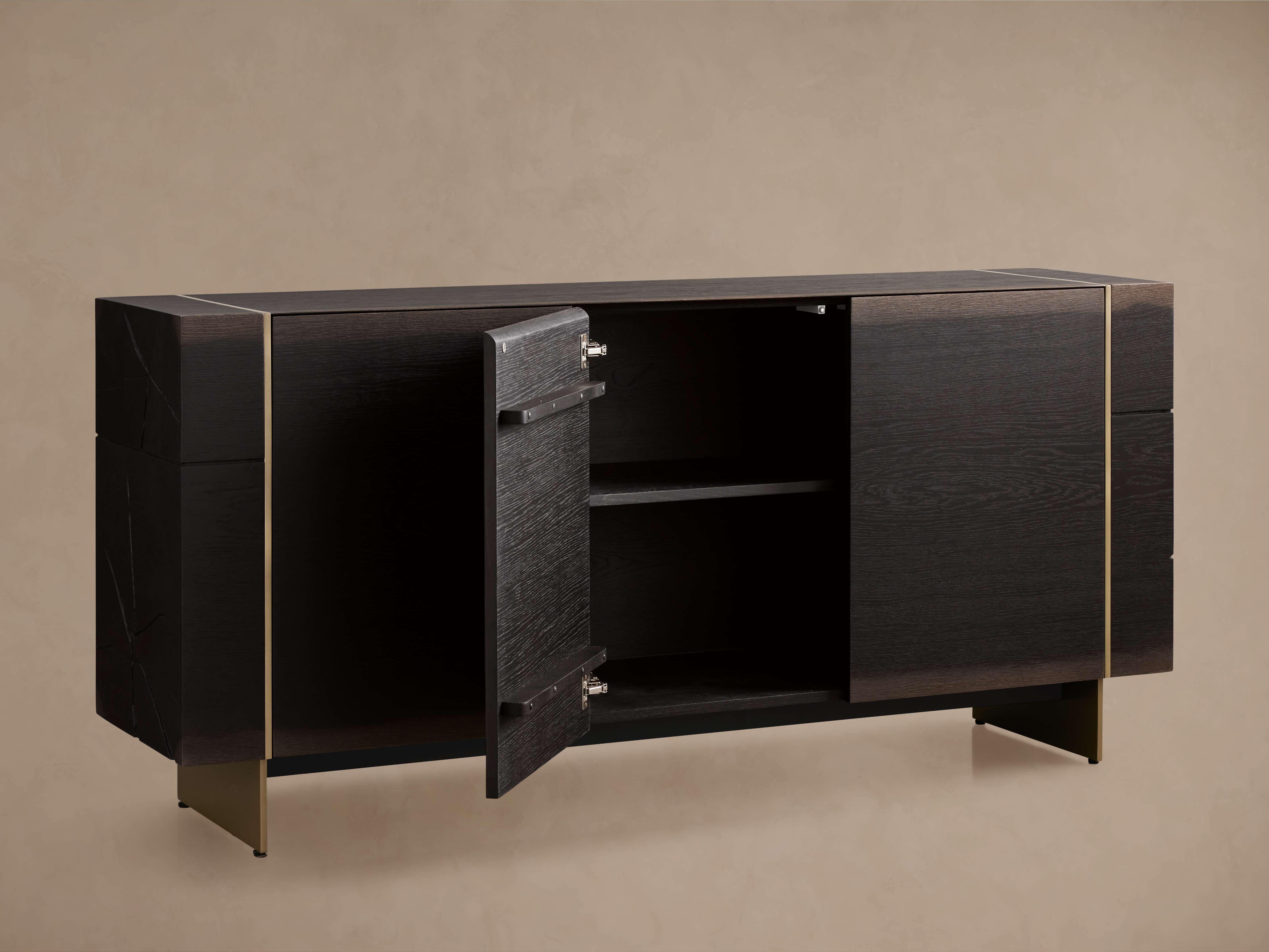 Mihaela Wood water-based process Sideboard Oak Buffet Storage Cabinet