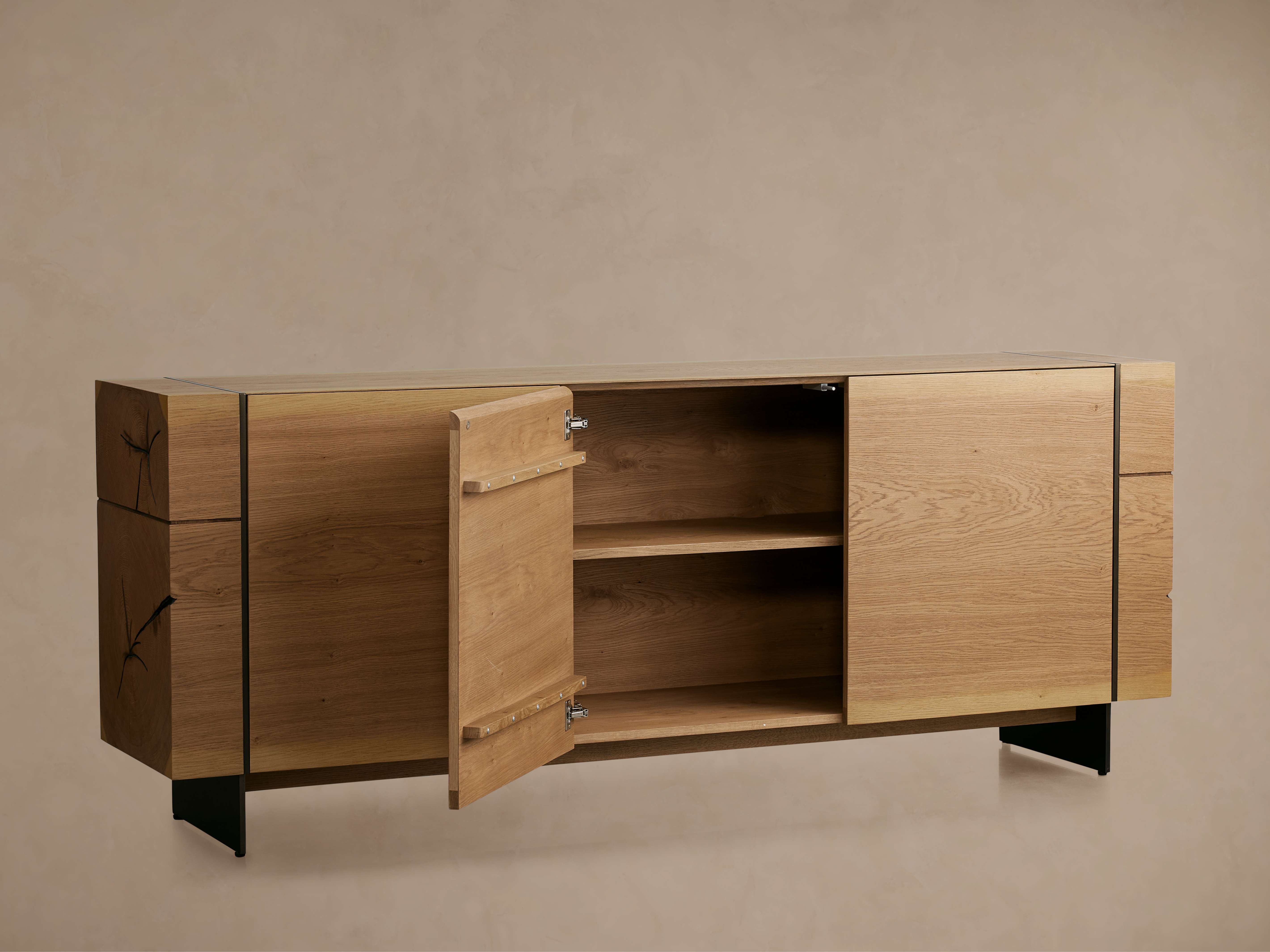 Mihaela Wood water-based process Sideboard Oak Buffet Storage Cabinet