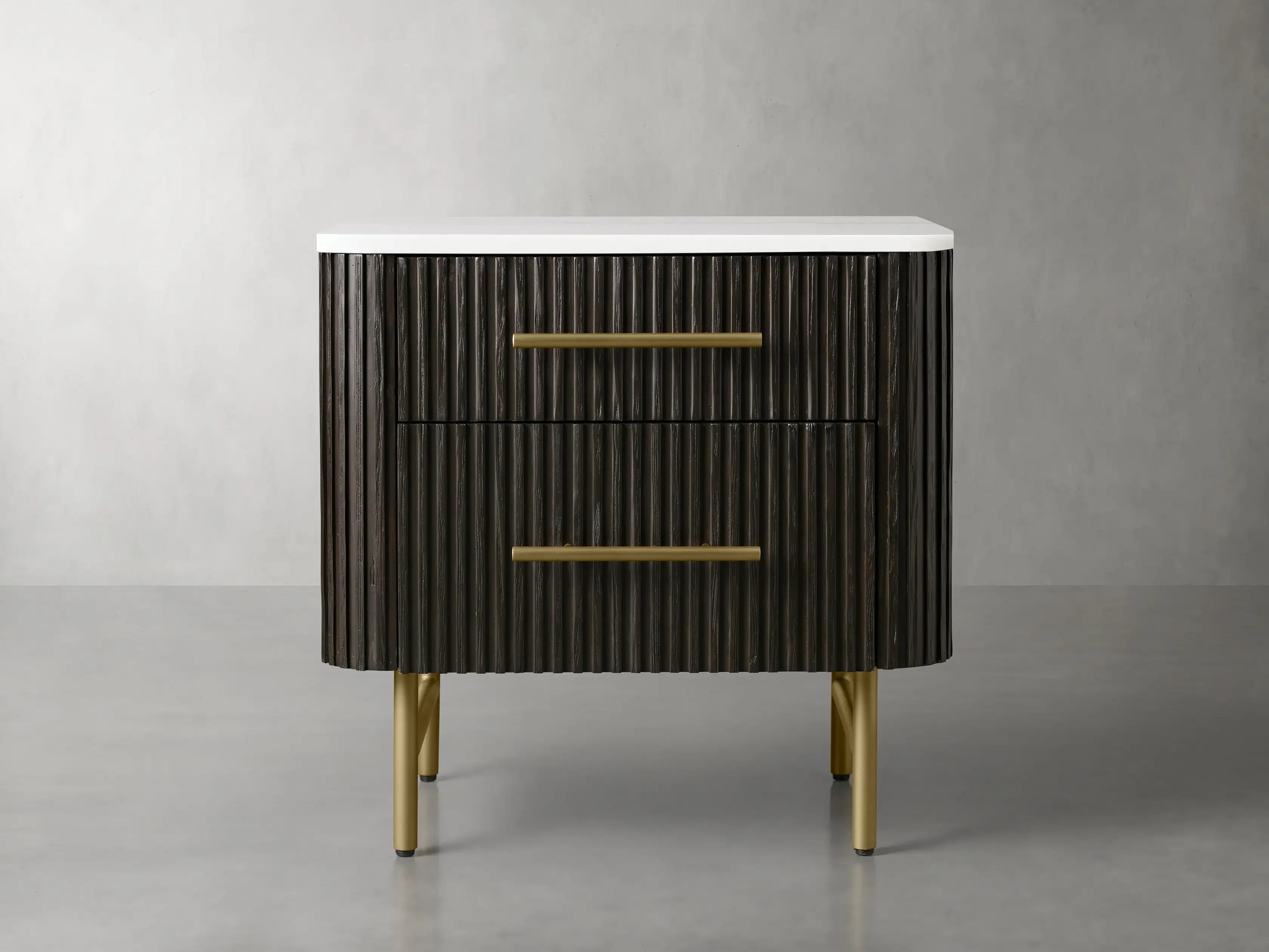 Finnley Closed Nightstand Solid Wood 2 Drawer Bedside Table with Modern Bedroom
