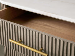 Finnley Wood Five-Drawer Dresser with Marble Top Drawer Chest Cabinet