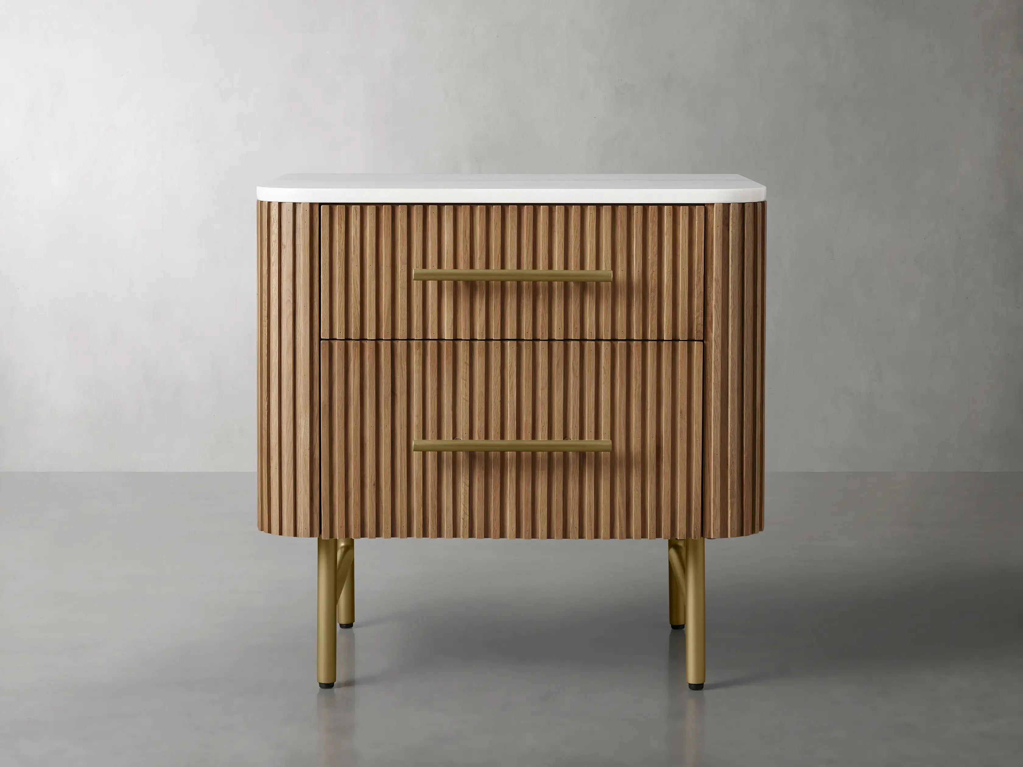 Finnley Closed Nightstand Solid Wood 2 Drawer Bedside Table with Modern Bedroom