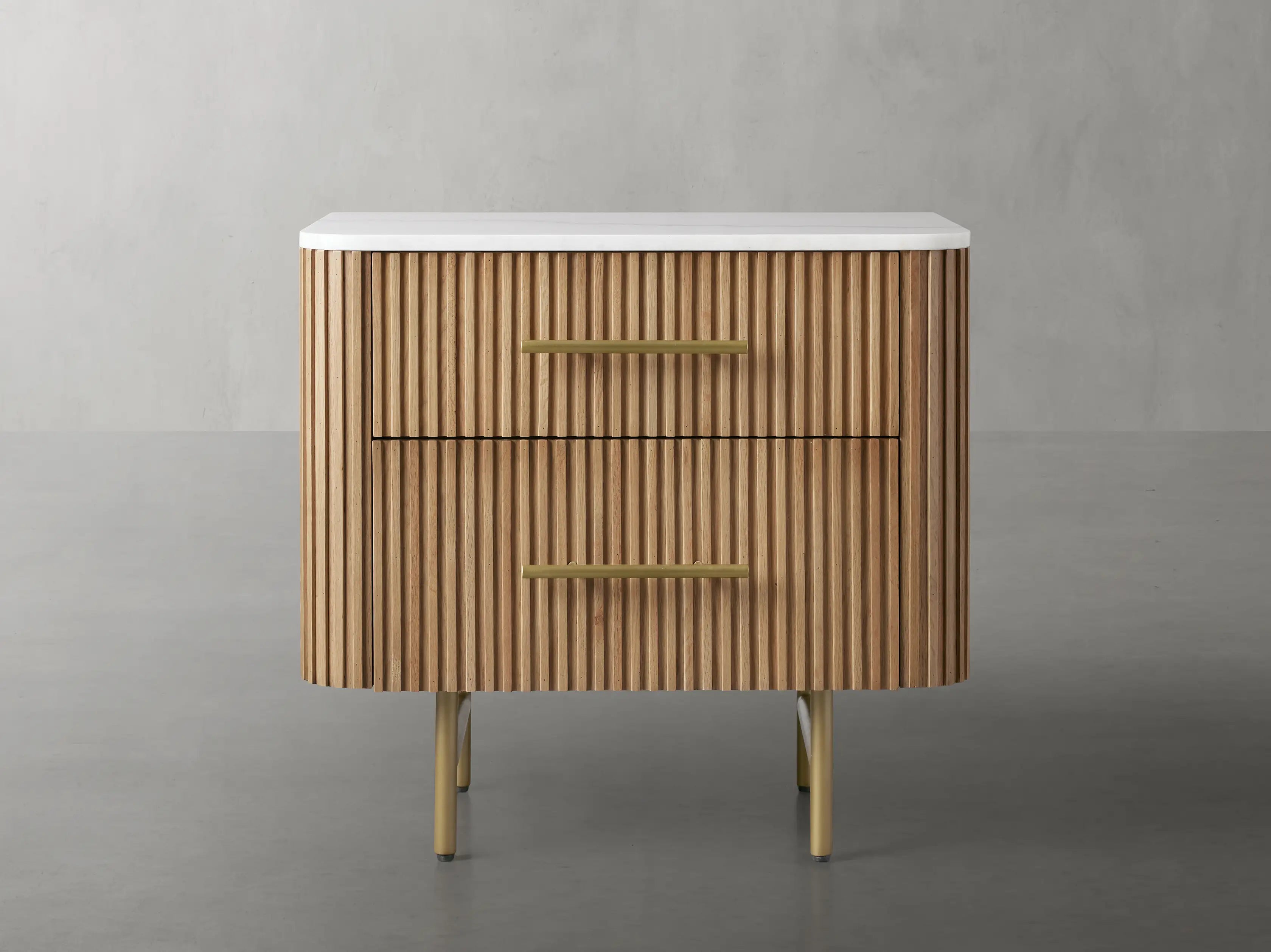 Finnley Closed Nightstand Solid Wood 2 Drawer Bedside Table with Modern Bedroom