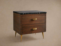 Giselle Mahogany Nightstand Wood Two-Drawer Chest Nightside Table Cabinet