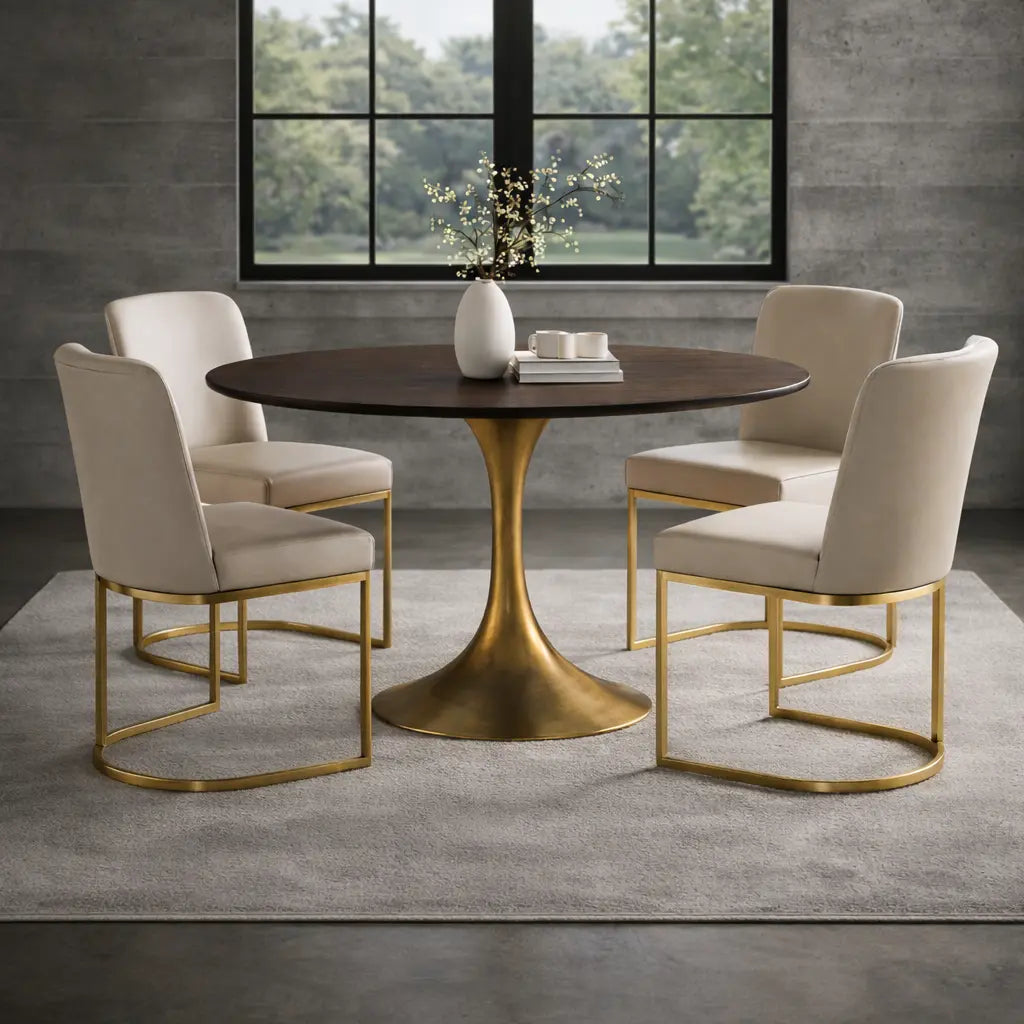 Bradley Curved Back Dining Chair with Upholstered Modern Steel Frame Living Room Chairs