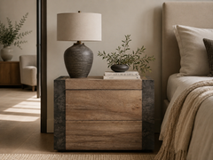 Telluride Closed Mexican Oak Nightstand Wood Night Side Table With Two Drawers
