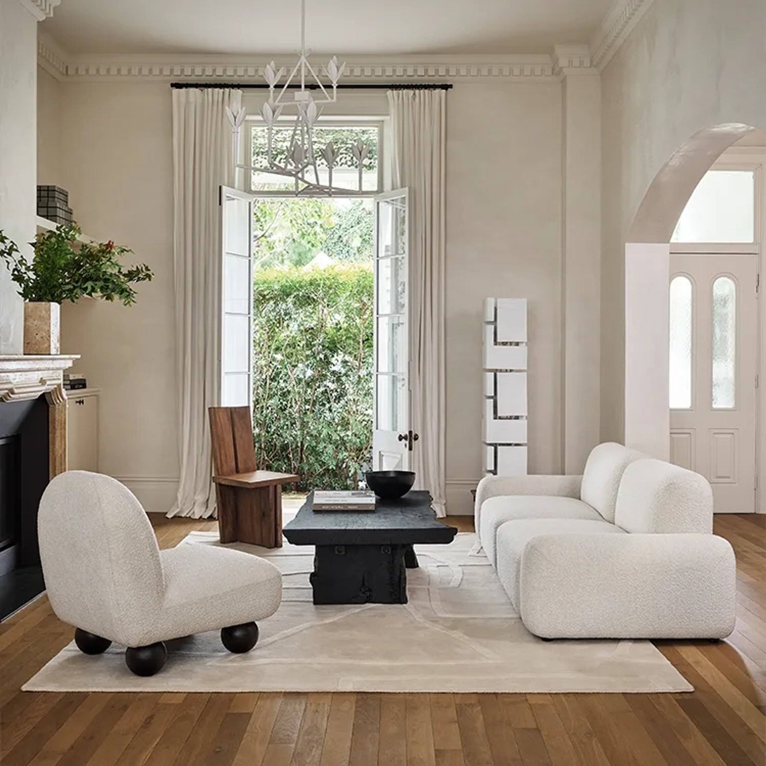 Nobu Wood Rectangular Coffee Table Sofa Center Tea Table Burnt Noir Finish