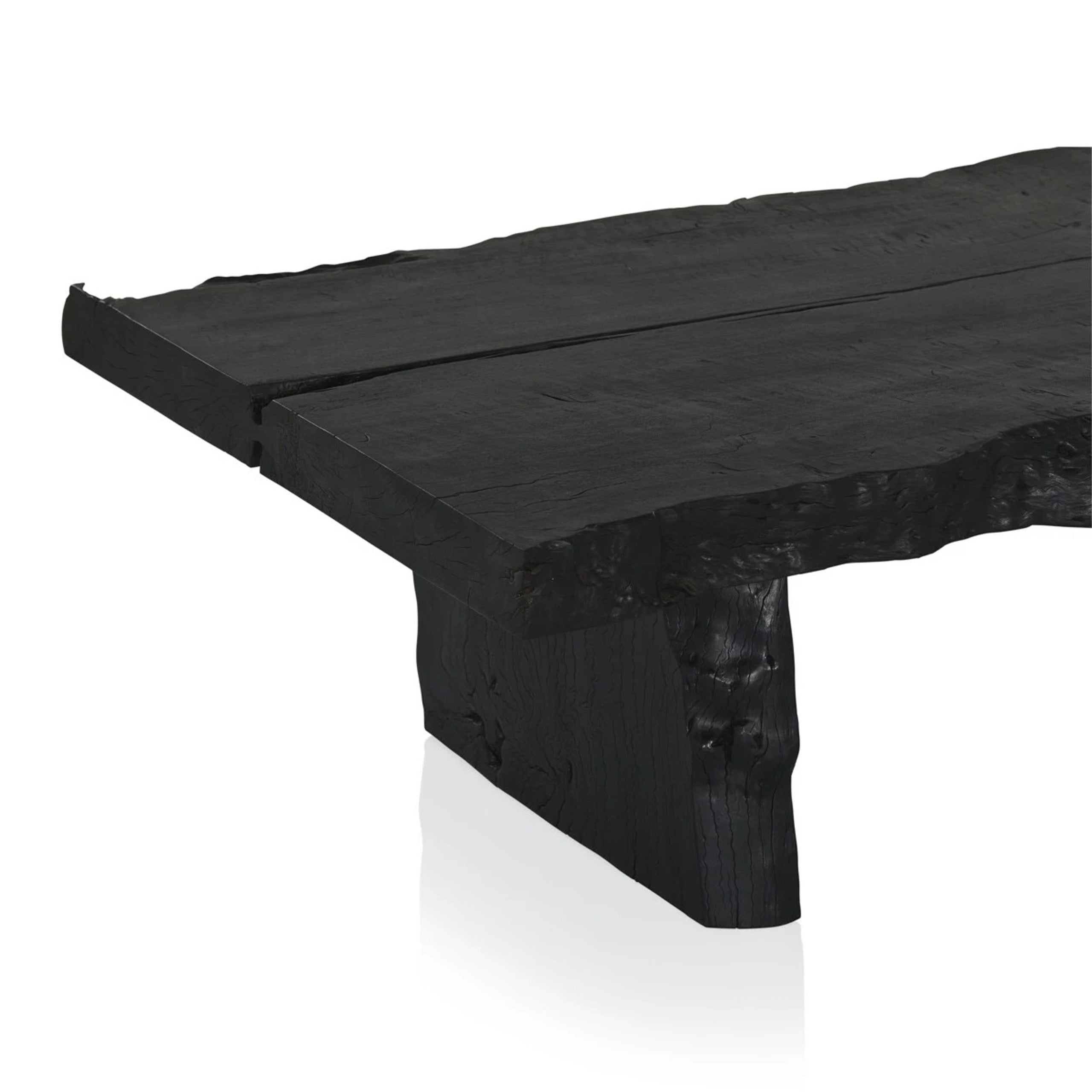 Nobu Wood Rectangular Coffee Table Sofa Center Tea Table Burnt Noir Finish