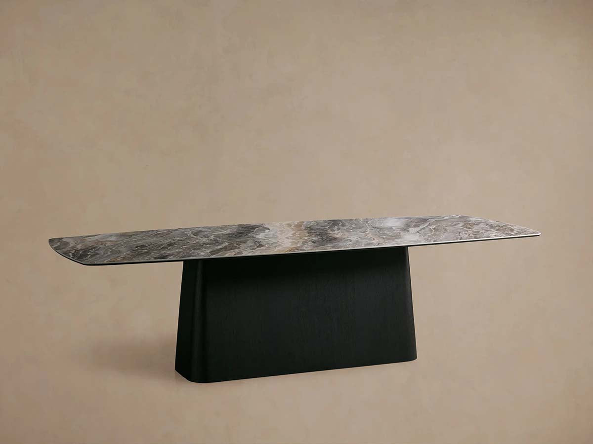 Vincenza Marble Top Dining Table with Wood Toulouse Base