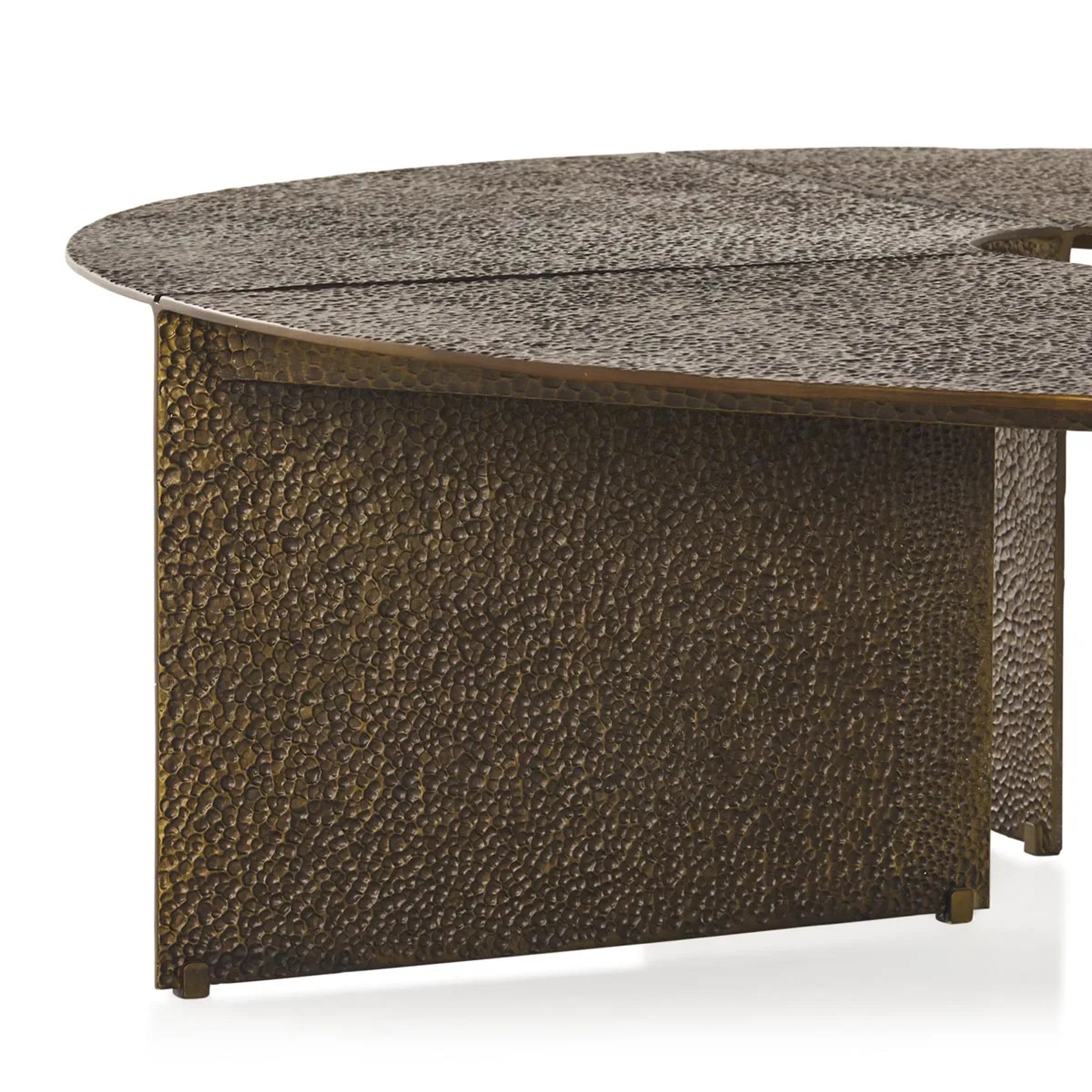 Bowie Hammered Cast Coffee Table Aluminum Sofa Center Tea Table in Antiqued Bronze