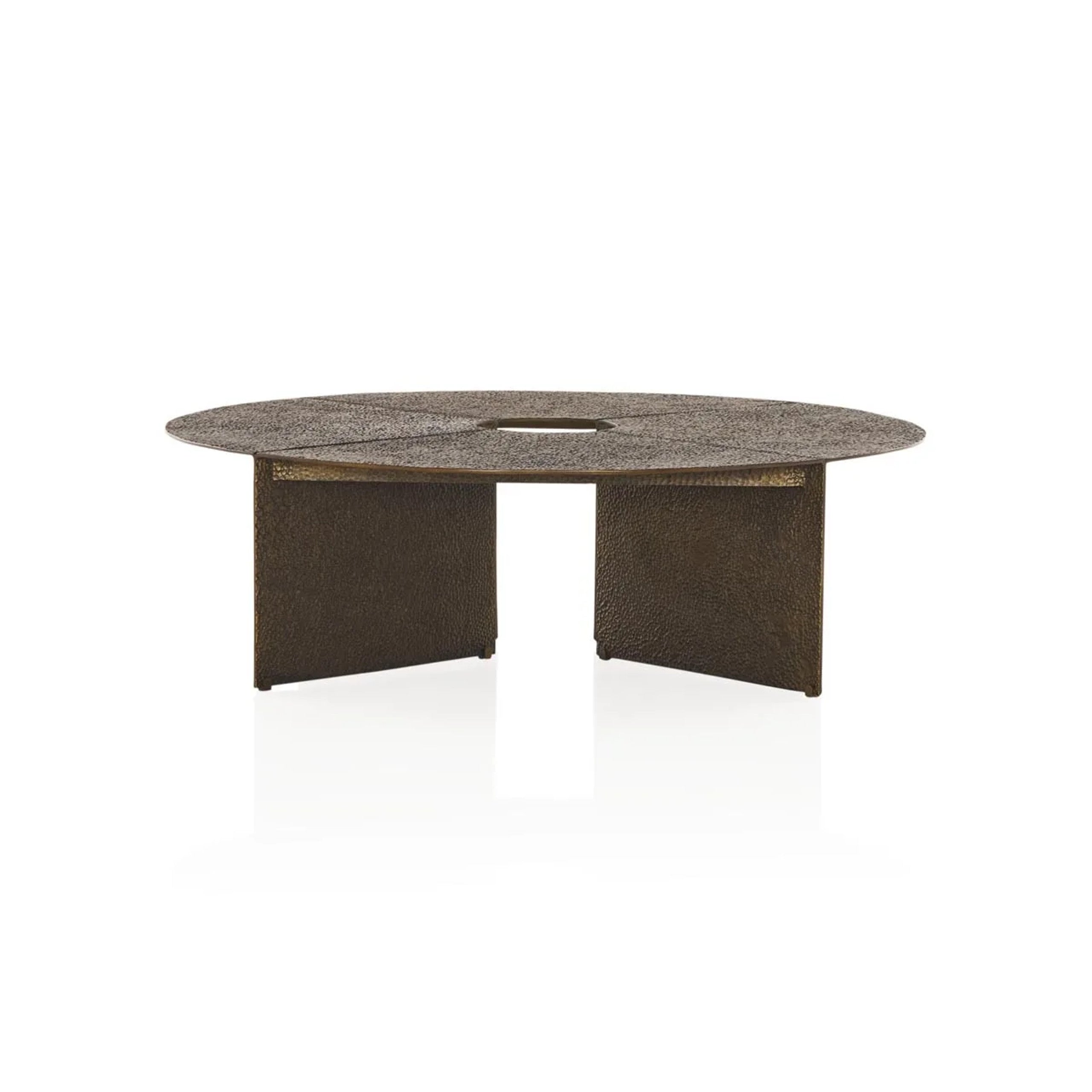 Bowie Hammered Cast Coffee Table Aluminum Sofa Center Tea Table in Antiqued Bronze