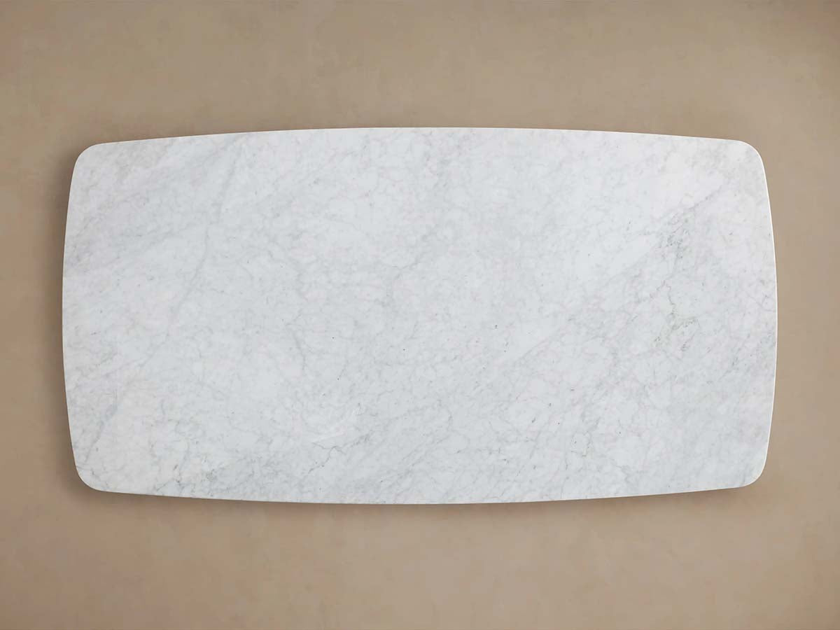 Saint Germain Stone Marble Top Dining Table with Wood Dauphine Base