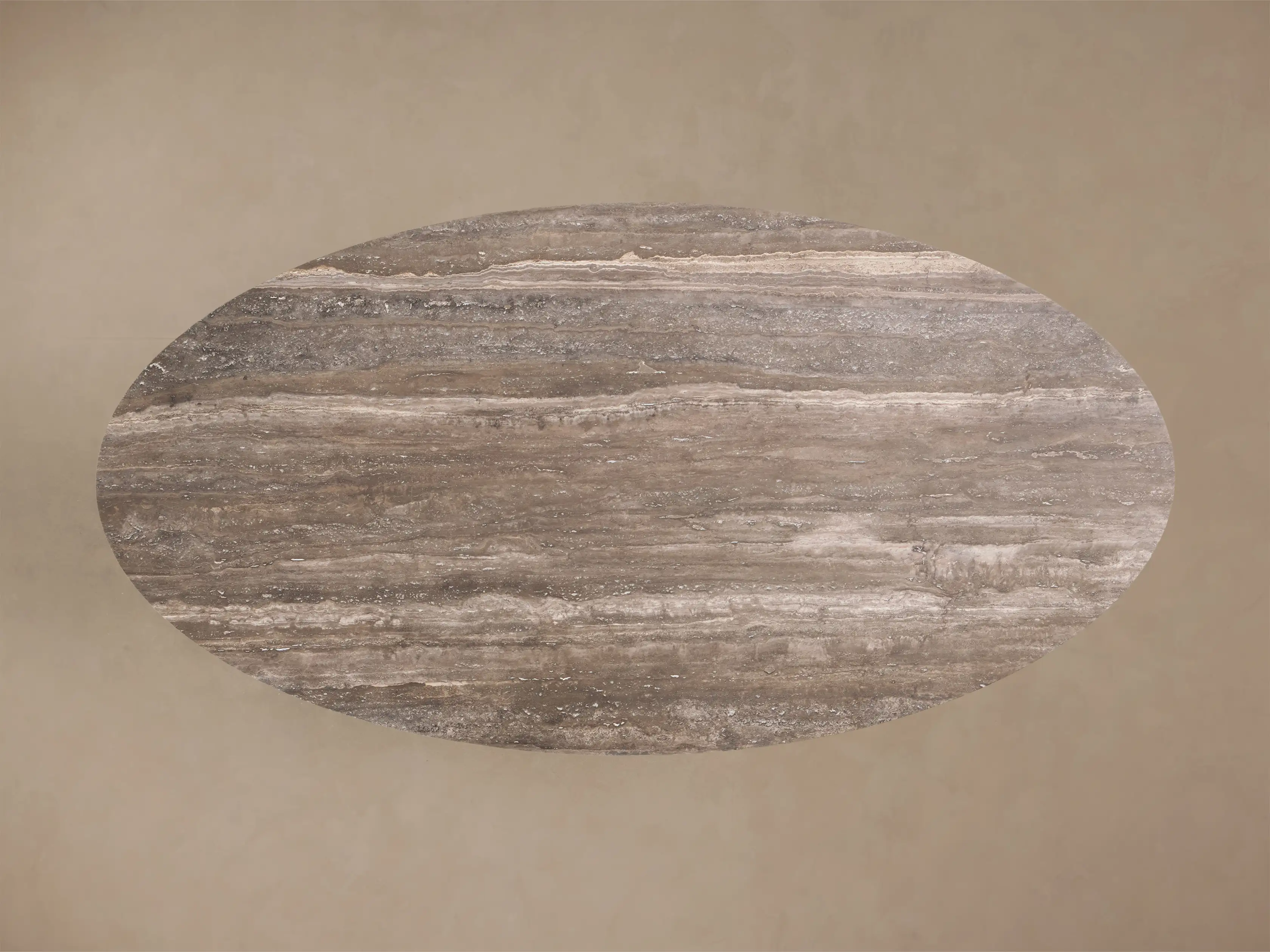 Perth Grey Travertine Oval Dining Table