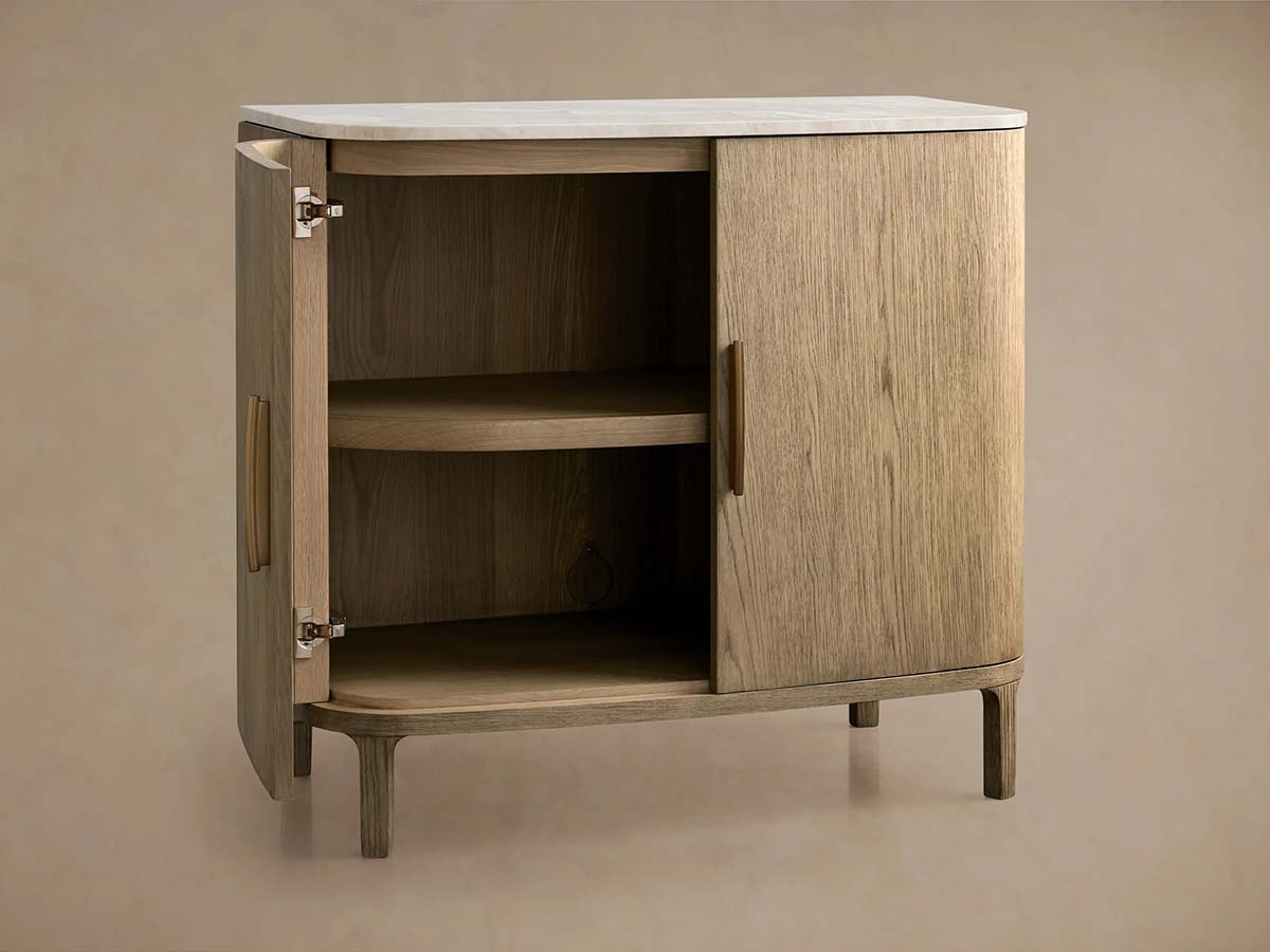 Danny Oak Wood Sideboards Cabinet Marble Top Buffet Cabinet Lockers