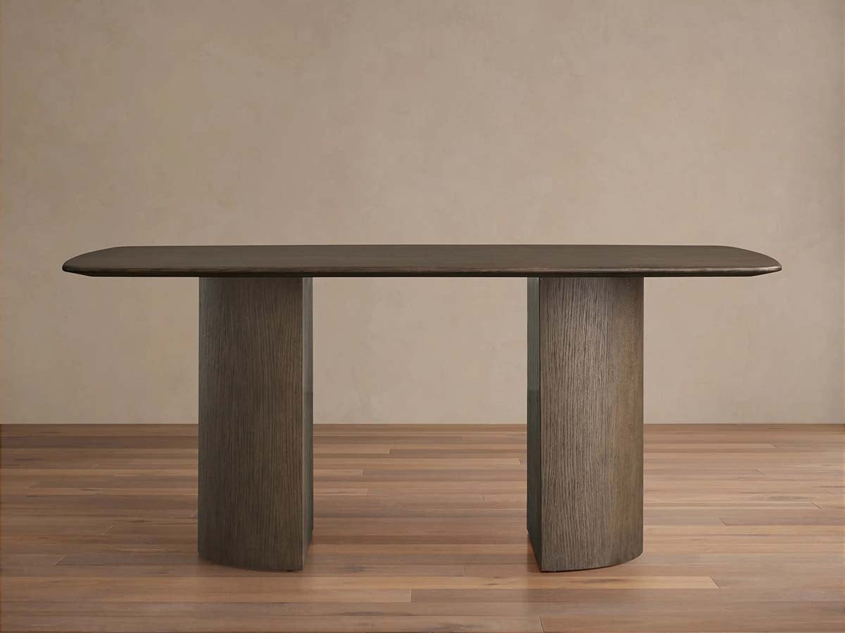 Saint Germain Rectangle Oak Top Dining Table with Wood Dauphine Base