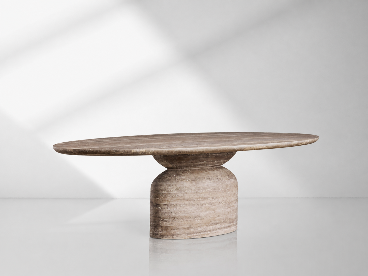 Perth Grey Travertine Oval Dining Table