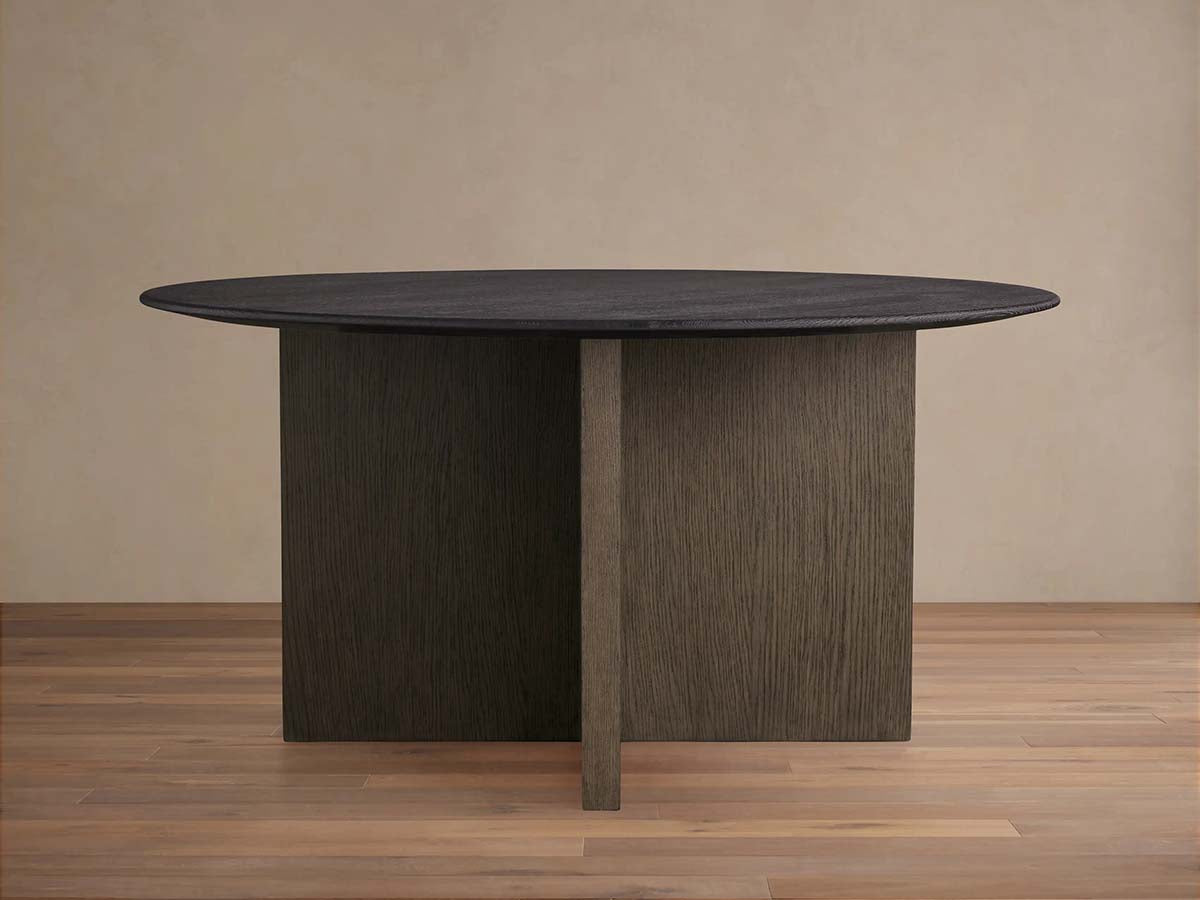 Saint Germain Round Oak Wood Dining Table with Clement Base