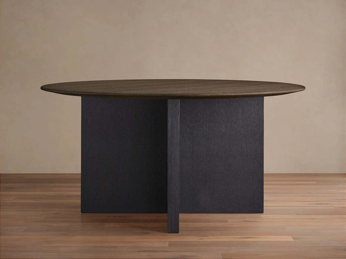 Saint Germain Round Oak Wood Dining Table with Clement Base