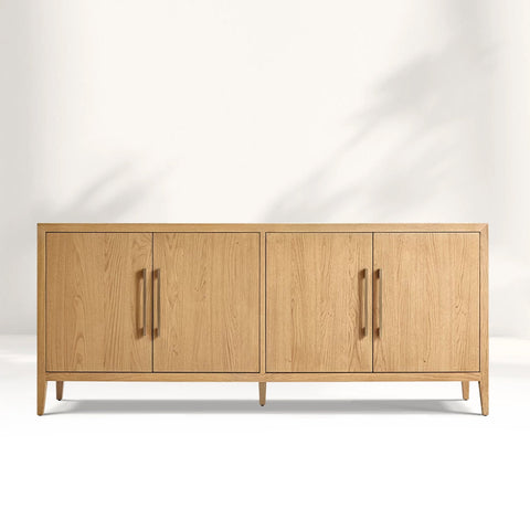 Ryze French Contemporary 4-Door Sideboard Oak Wood Buffet Three drawers Cabinet