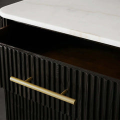 Finnley Marble Top Sideboard Wood Bluestone Top Buffet Cabinet with Drawers