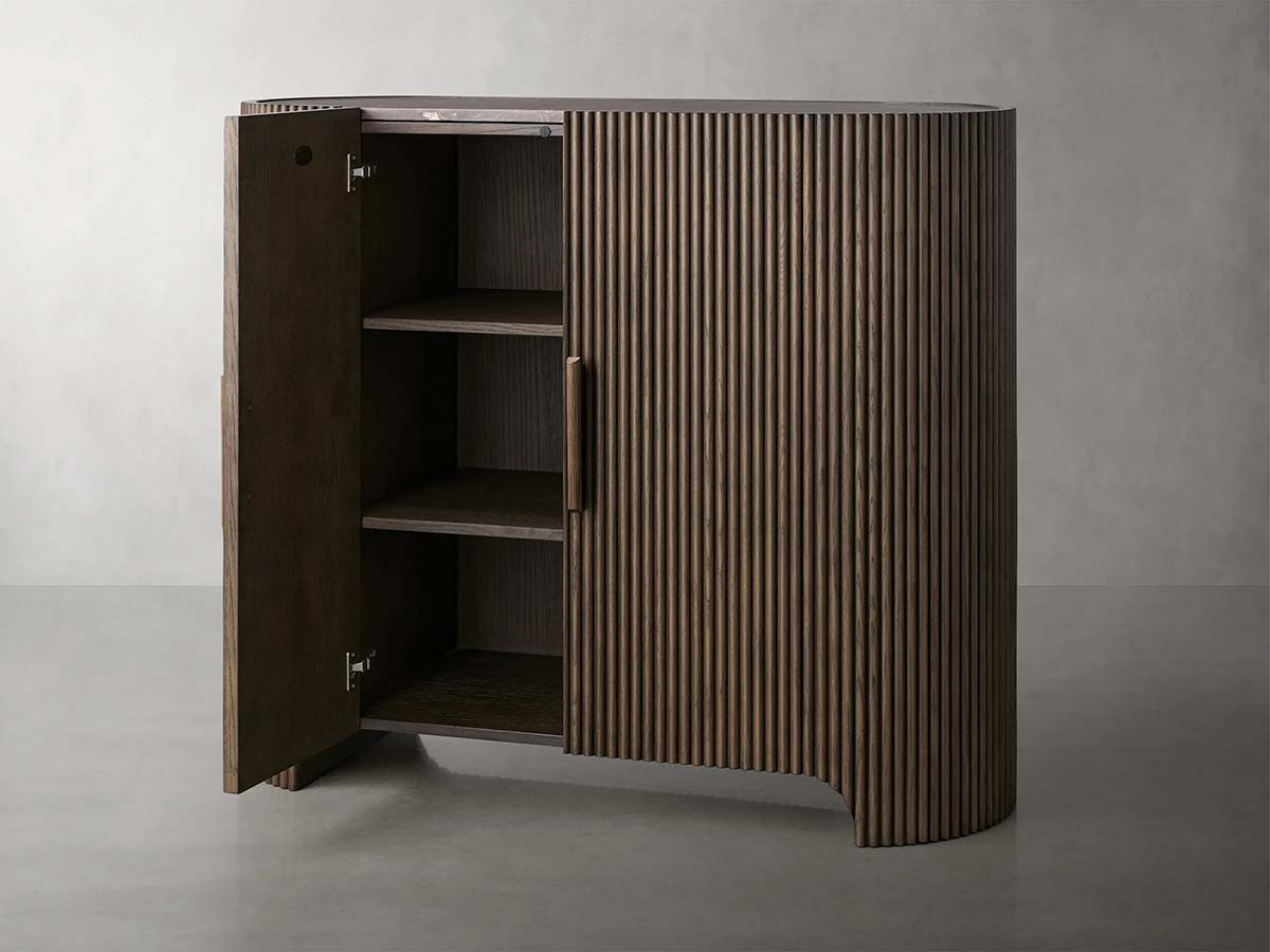 Astor Marble Top Hall Chest Oak Wood Sideboards Reeded Entrance Storage Cabinet