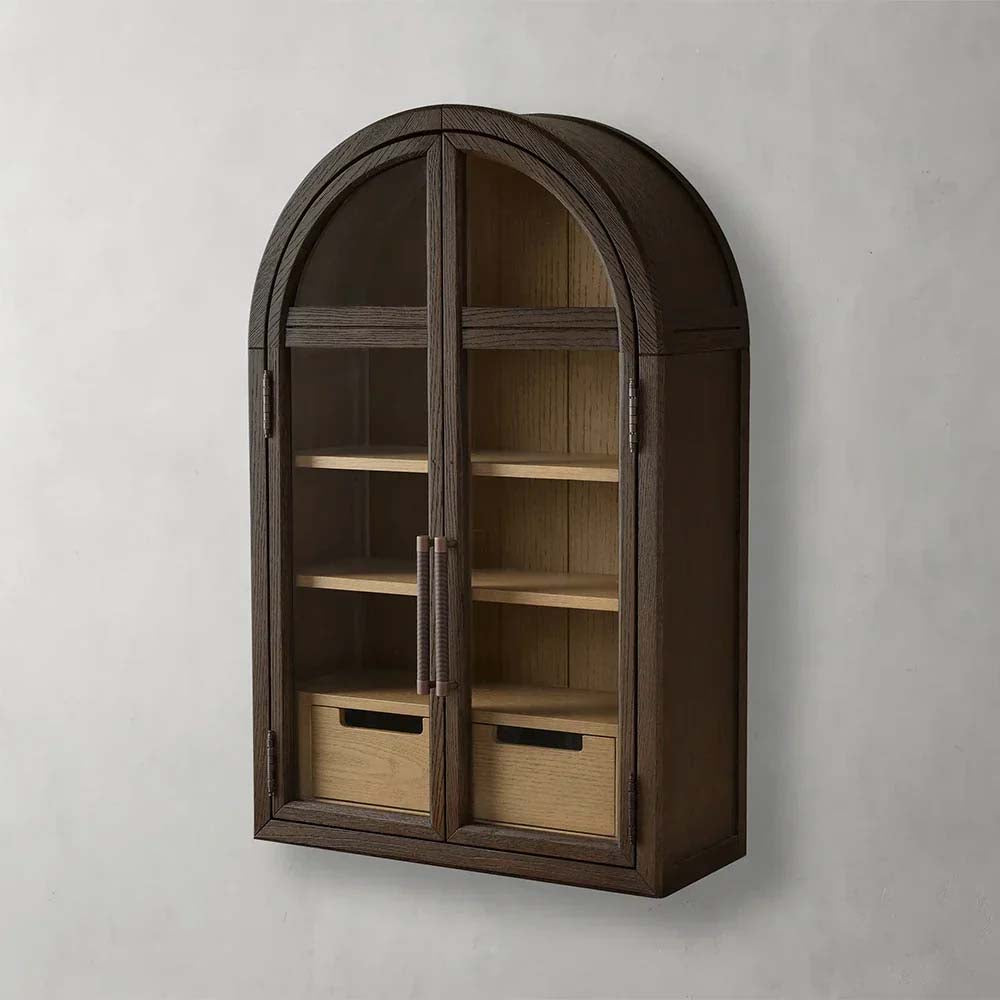 Hattie Medi Century  Style Wall Mounted Storage Cabinet Wood Arched Drawers Cabinet