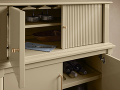 Oakleigh Reeded Bar Cabinet – Solid Wood with Brass Hardware