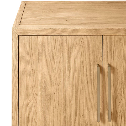 Ryze French Contemporary 4-Door Sideboard Oak Wood Buffet Three drawers Cabinet