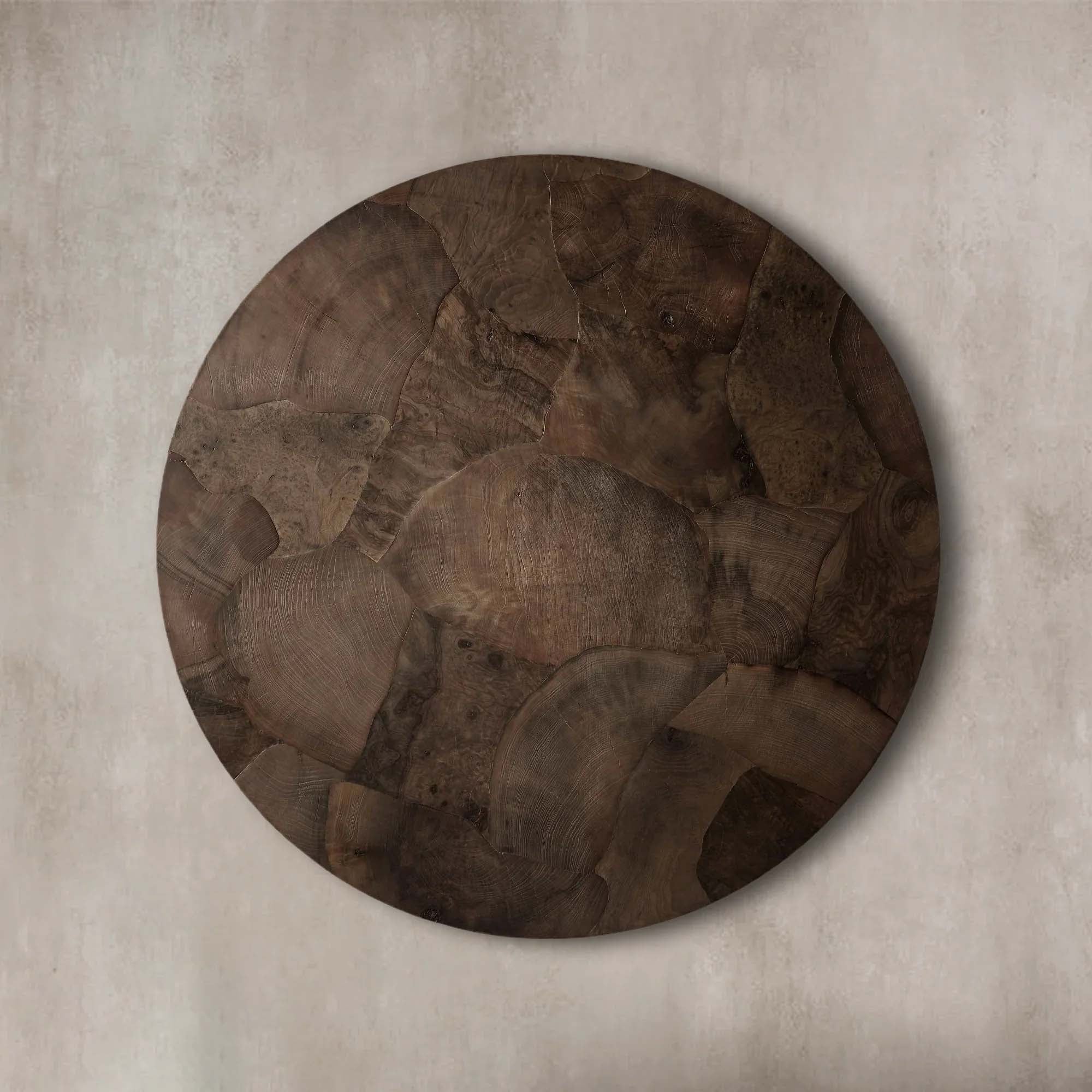 Pola Wood Round Coffee Table Wabi-Sabi Living Room Center Tea Table
