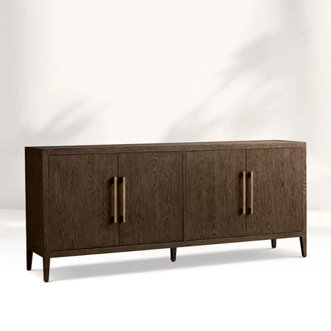 Ryze French Contemporary 4-Door Sideboard Oak Wood Buffet Three drawers Cabinet