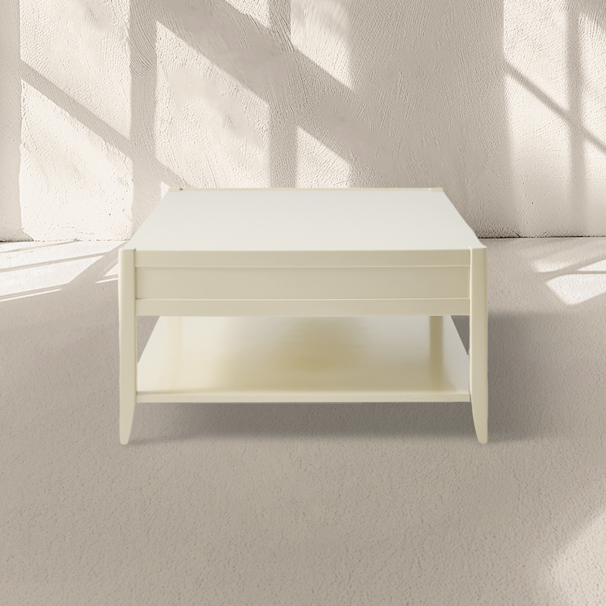Lewis 56" Modern Coffee Table Wood Sofa Center Tea Table with Fluted Drawers