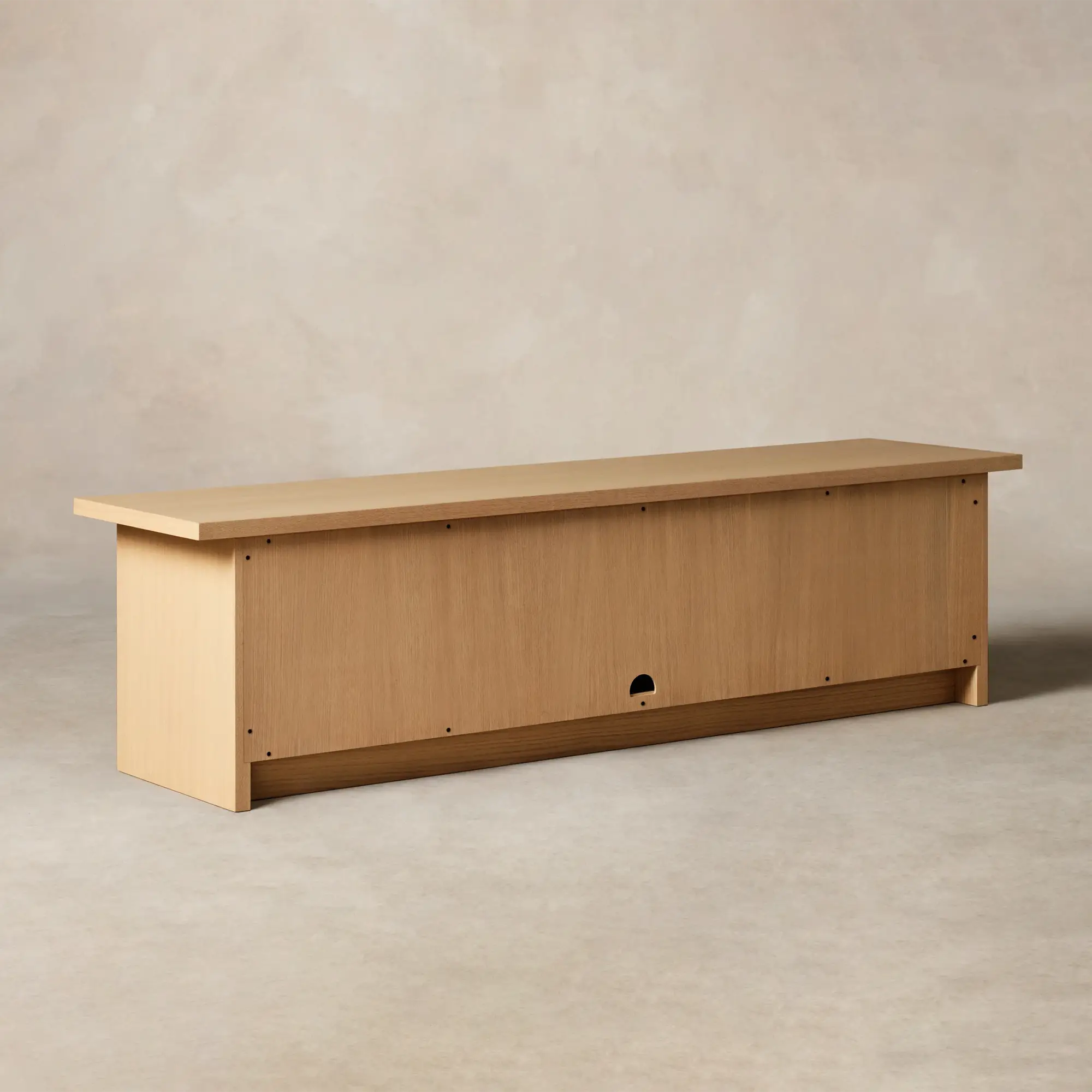 86" Leather Console, White Oak or Walnut Media Cabinet