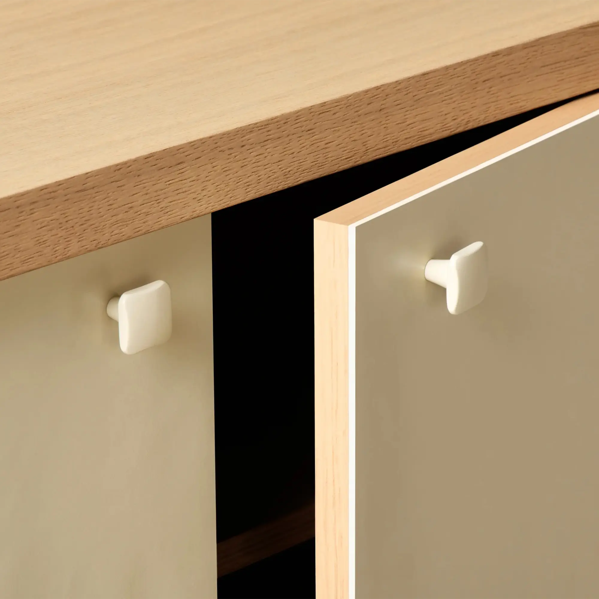 86" Leather Console, White Oak or Walnut Media Cabinet